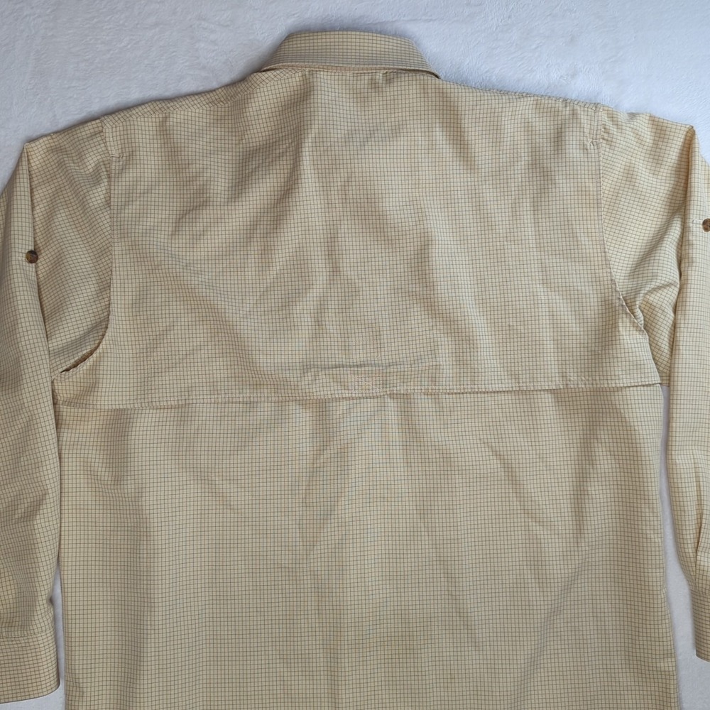 John Rich Bros Woolrich Mens Yellow Checkered Vented Hiking Fishing Shirt Size L - Picture 10 of 15